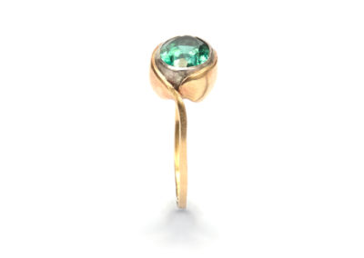 custom engagement ring with tourmaline and 14k white and yellow gold side view