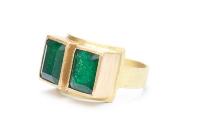 Two Emeralds with 18k Yellow Gold