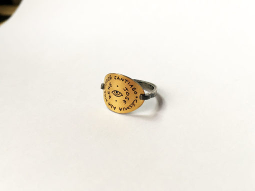 Mother’s Ring in Oxidized Silver and 22k Yellow Gold