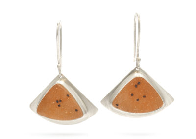 natural-peach-druzy-quartz-earrings-handmade in austin tx by chelsea jones