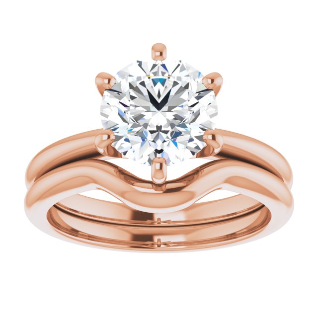 6 prong solitaire rose gold mock up with wedding band top